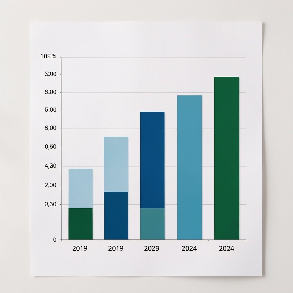 Gráfico de barras impreso mostrando evolución de confianza en medios periodísticos en América Latina entre 2019 y 2024
